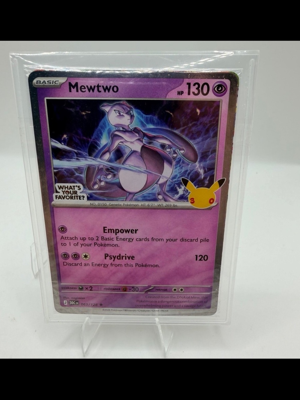 Mewtwo Pokemon 30th Celebrations Promo 063/128 SEALED Mewtwo ex 064/128, 063/128